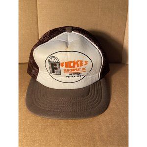 Vintage 1980's  Fickes Solid Company Brown  Snapback Mesh Cap Hat One Size